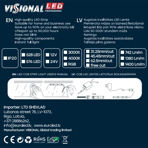 LED Lente COB 4000K, IP20, 24V, 14W