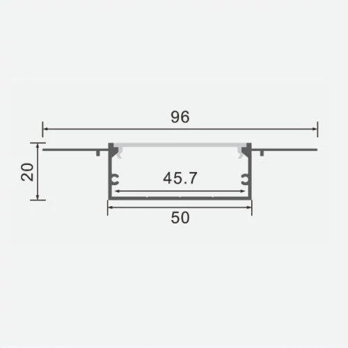 Anodēts alumīnija profils 1-5 LED lentes rindām HB-96X20