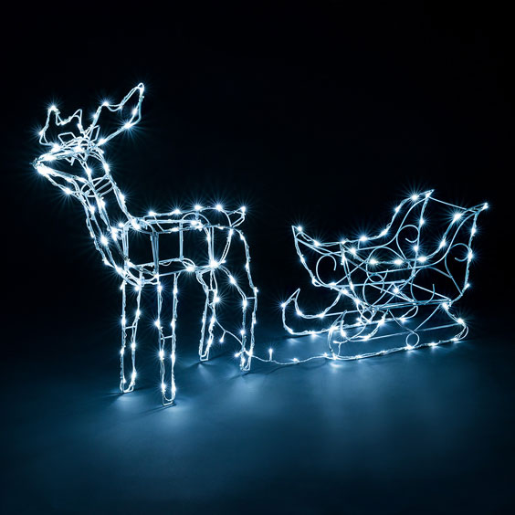 LED Christmas outdoor light decor deer with sleigh