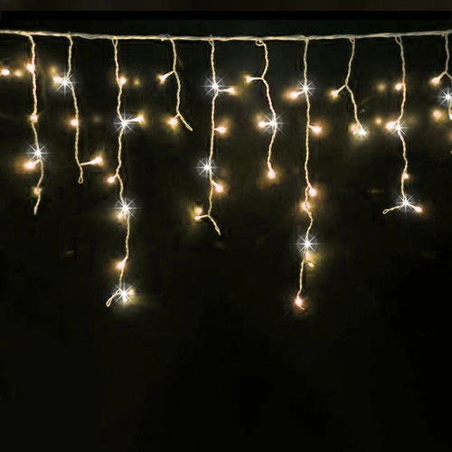 Christmas garland - icicles for facades and indoors, warm white + FLASH, 10x0.7m, 26W, IP44, 432 LED