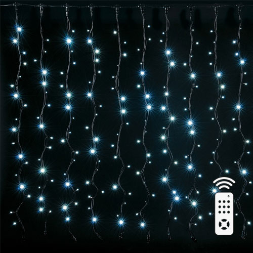 LED Christmas diode string - curtains copper wire with remote control, USB adapter and hangers