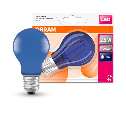 LED bulb E27, A60, 2.5W, 10lm, 9000K, blue