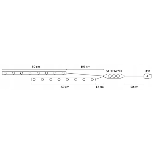 LED strip kit for TV 2 x 50 cm RGB IP20 4.8W USB