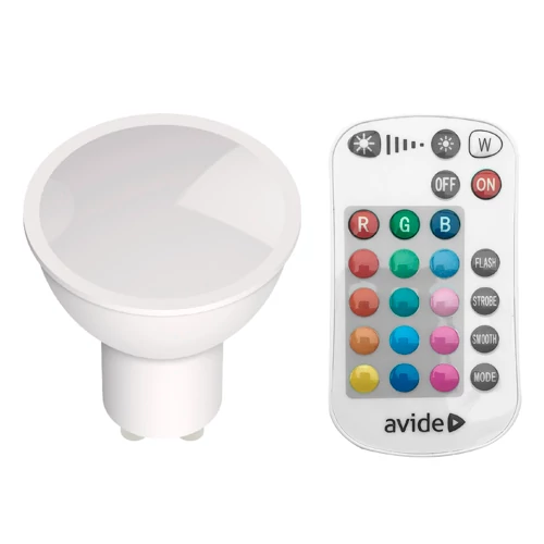 LED Multicolor bulb with remote GU10, 120°, 4.2W, 230lm, 2700K+RGB