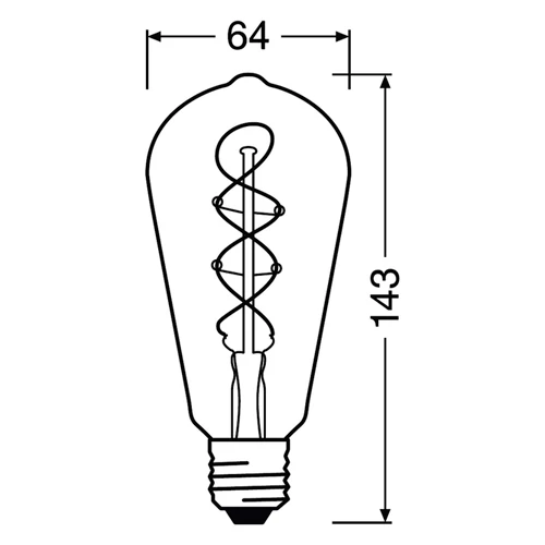 Vintage style LED bulb E27, ST64, 4W, 140lm, 1800K