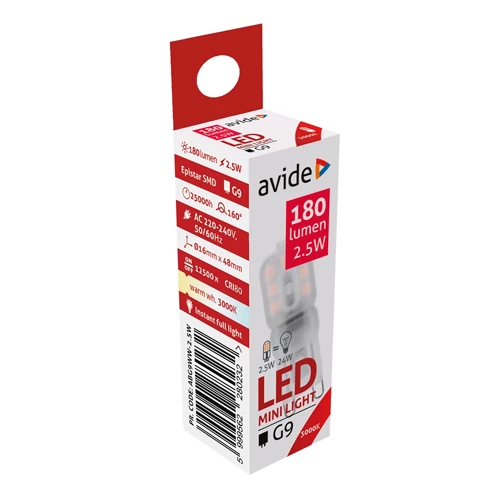 LED spuldze G9, 2.5W, 180lm, 3000K