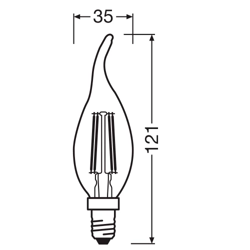 LED bulb E14, C35, 4W, 470lm, 2700K