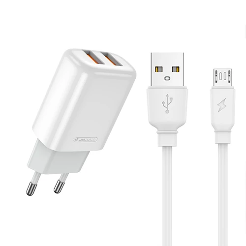 Fast charging power adapter with 2 x USB and Micro USB cable