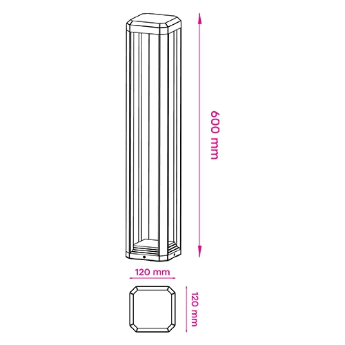 Āra dekoratīvs stabiņš 60cm, 12W, 3000K, IP65