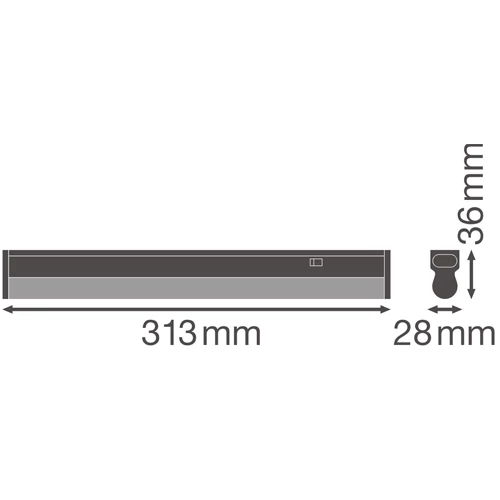 LED linear luminaire 30cm, 4W, 3000K, IP20 LINEAR COMPACT SWITCH