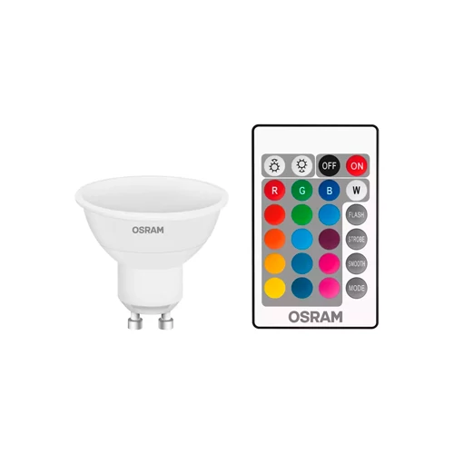 LED Multicolor bulb with remote GU10, 120°, 2.9W, 250lm, 2700K+RGB