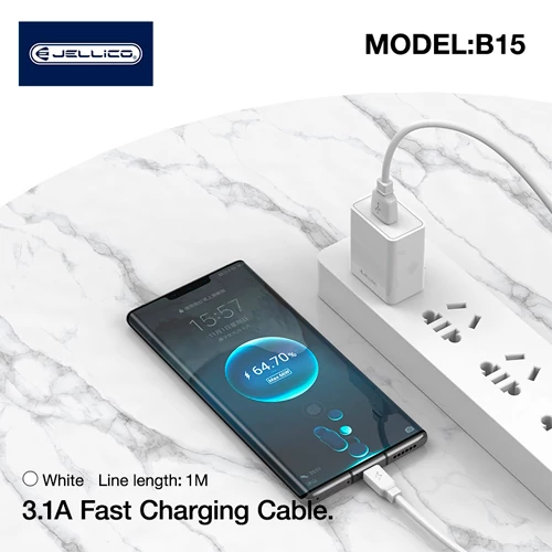 Fast charging cable USB-C (Type-C) - USB, 1m, 3.1A