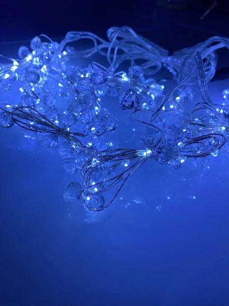 LED Christmas diode string - curtains copper wire with crystals