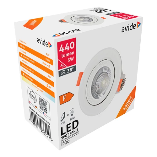 LED Iebūvējams gaismeklis 5W, 4000K Downlight 38°