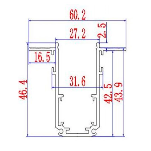 Recessed flush mounting 2m rail for magnetic track lighting system