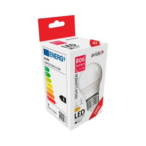 LED лампа E27, G45, 6.5W, 806lm, 3000K