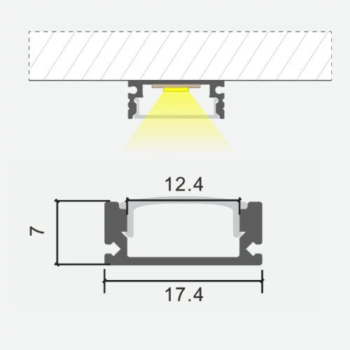 Anodēts alumīnija profils LED lentei HB-17.4X7BC