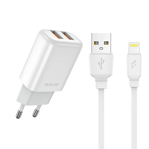 Fast charging power adapter with 2 x USB and Lightning cable