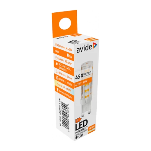 LED лампа G9, 4.2W, 450lm, 4000K