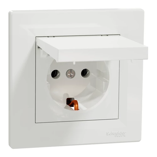 Built-in 1-gang socket grounded with cover and frame, Asfora