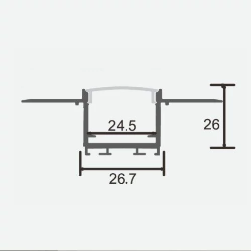 Anodized aluminum profile for 1-2 rows of LED strip HB-26.7X26