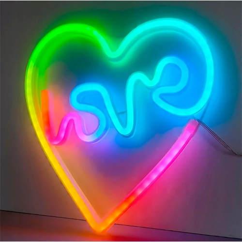 LED Neon light sign - love, with remote, multicolor