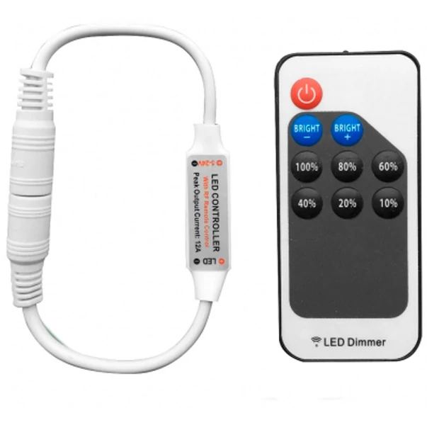 LED Strip dimmer with remote control, 5-24V, 12A, 144W