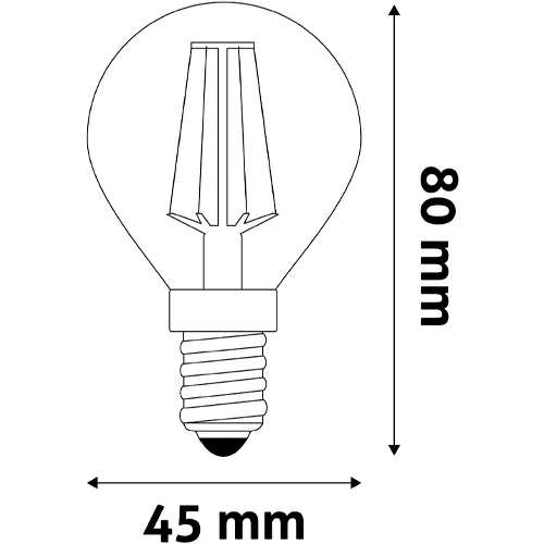 LED bulb E14, P45, 6.5W, 806lm, 2700K, white filament