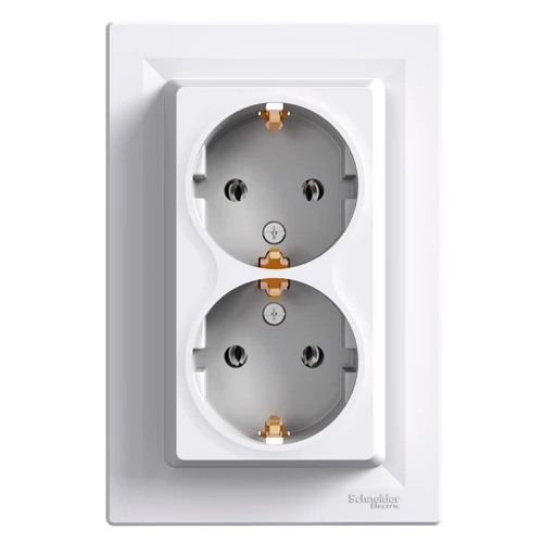 Built-in 2-gang socket grounded, vertical, Asfora