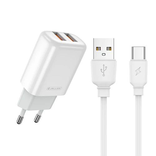 Ātrās uzlādes strāvas adapteris ar 2 x USB un USB-C (Type-C) kabeli