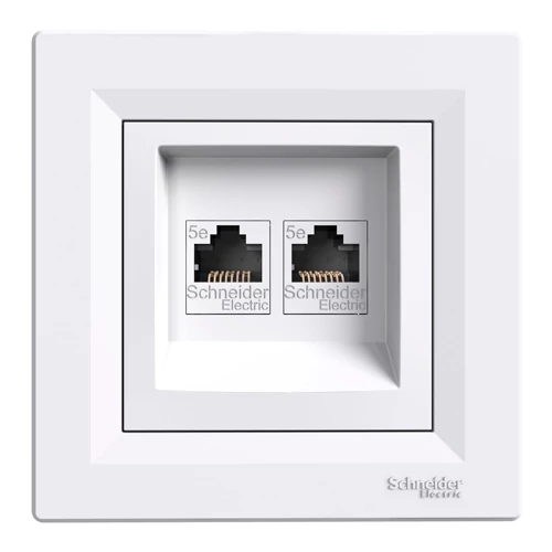 Built-in data 2xRJ45 socket with frame CAT5E UTP, Asfora