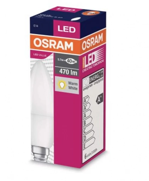 LED лампа E14, C37, 4.9W, 470lm, 2700K