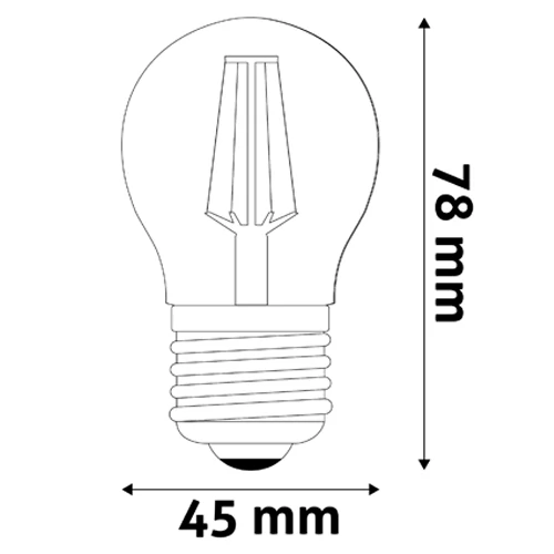 LED spuldze E27, G45, 4.5W, 470lm, 2700K, filament