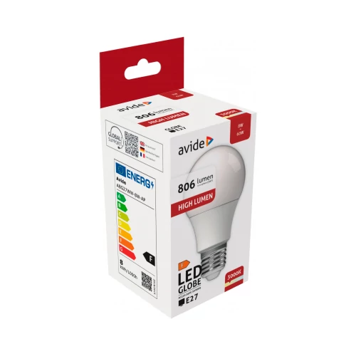 LED spuldze E27, A60, 8W, 810lm, 3000K