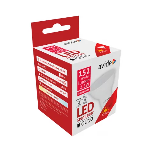 LED лампа GU10, 110°, 2.5W, 190lm, 2700K