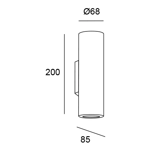 Virsapmetuma sienas gaismeklis - armatūra PIPE, excl. 2xGU10, max 16W