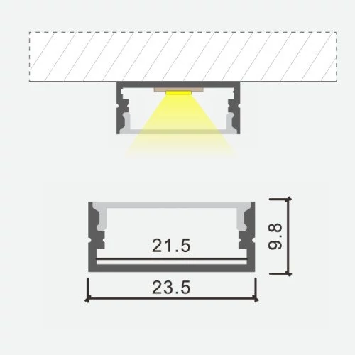 Anodized aluminum profile for LED strip HB-23.5X9.8