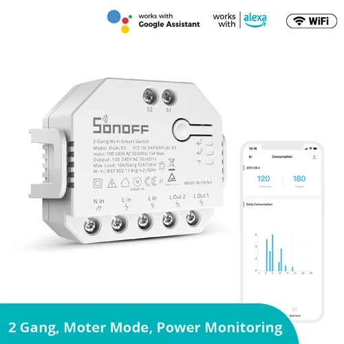 Двухканальное умное многофункциональное WiFi-реле DUAL R3