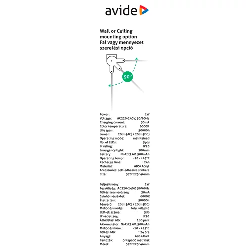 LED avārijas 1W griestu virsapmetuma gaismeklis Exit Light