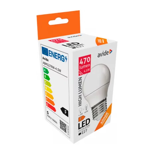 LED лампа E27, G45, 4.5W, 470lm, 4000K