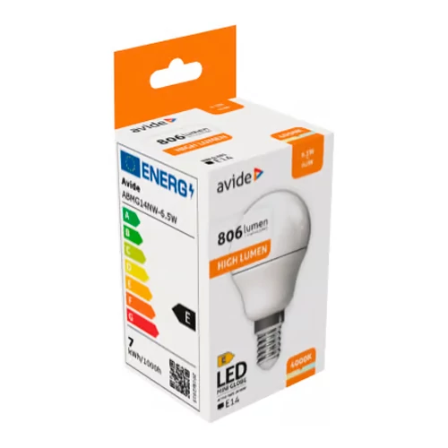 LED лампа E14, P45, 6.5W, 806lm, 4000K