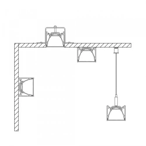 Anodized aluminum profile for 1-5 rows of LED strips HB-70X35