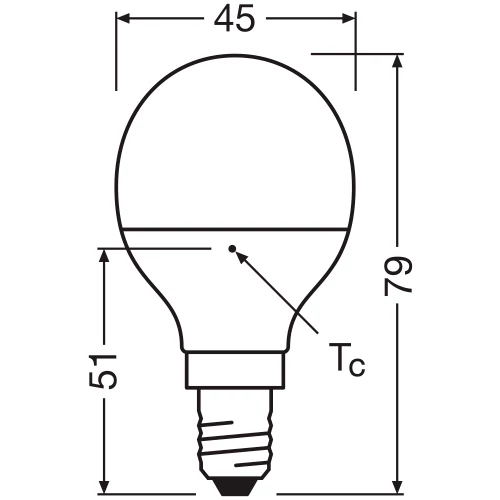 LED Bulb E14, P45, 4.9W, 470lm, 2700K