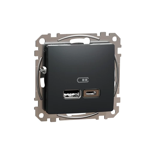 Built-in 2-gang USB charger A+C, mechanical SEDNA Design