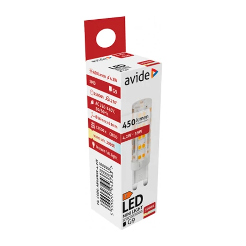 LED spuldze G9, 4.2W, 450lm, 3000K