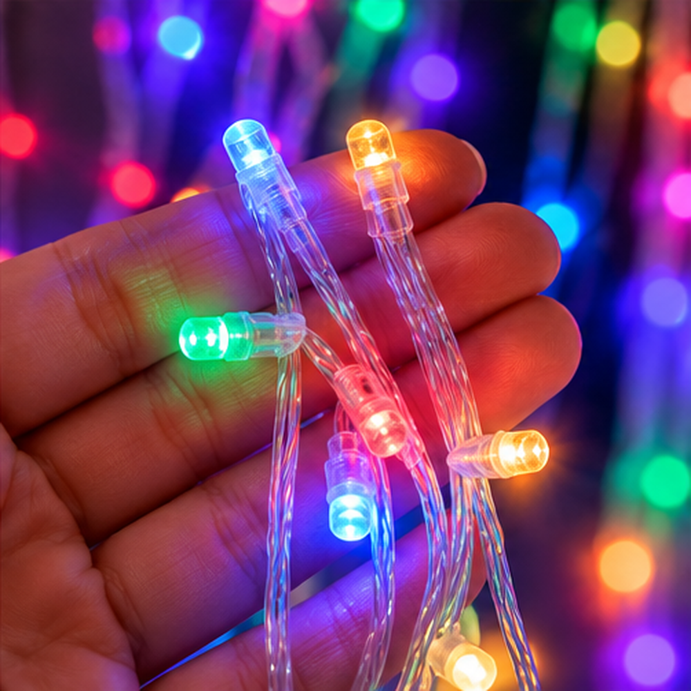 LED Christmas string - curtains, 2x2m, multicolor RGB, 400LED, 12W, IP44, USB