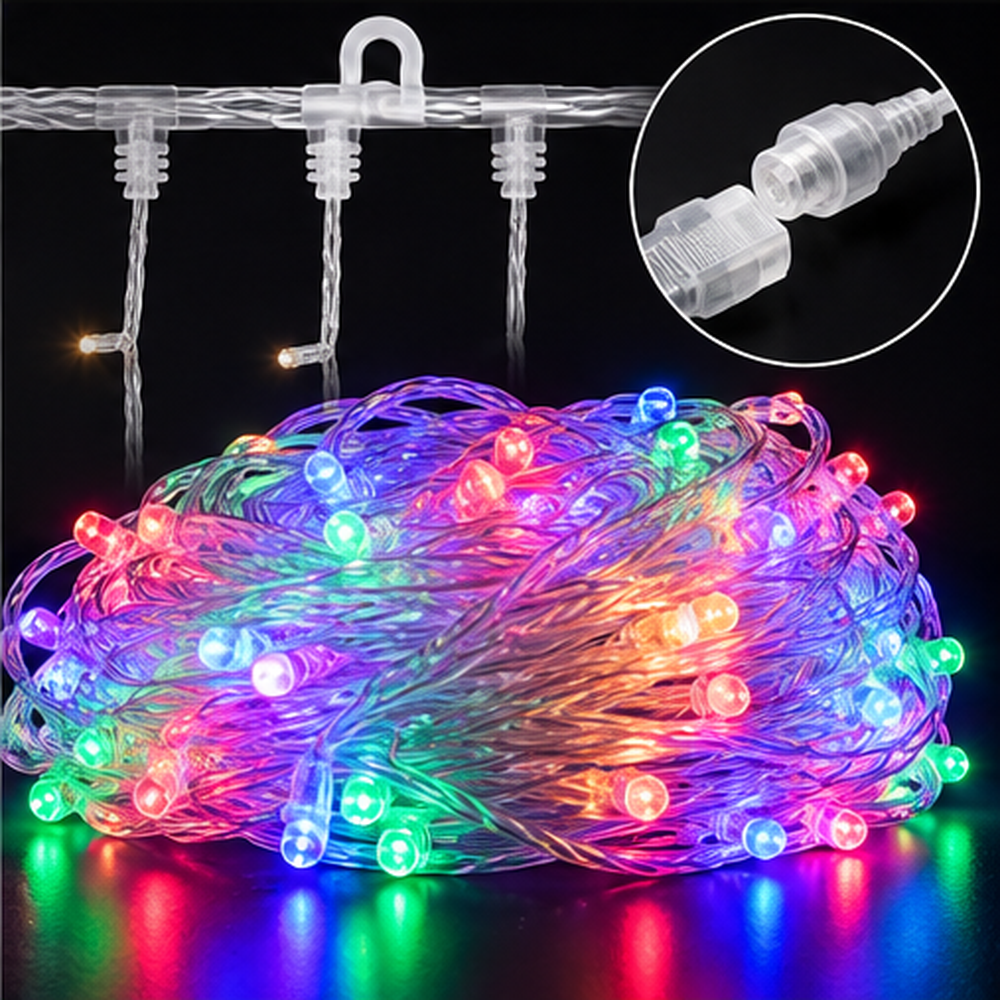 LED Christmas string - curtains, 2x2m, multicolor RGB, 400LED, 12W, IP44, USB